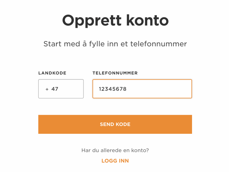 Opprett bruker hos Circle K EXTRA med ditt mobilnummer