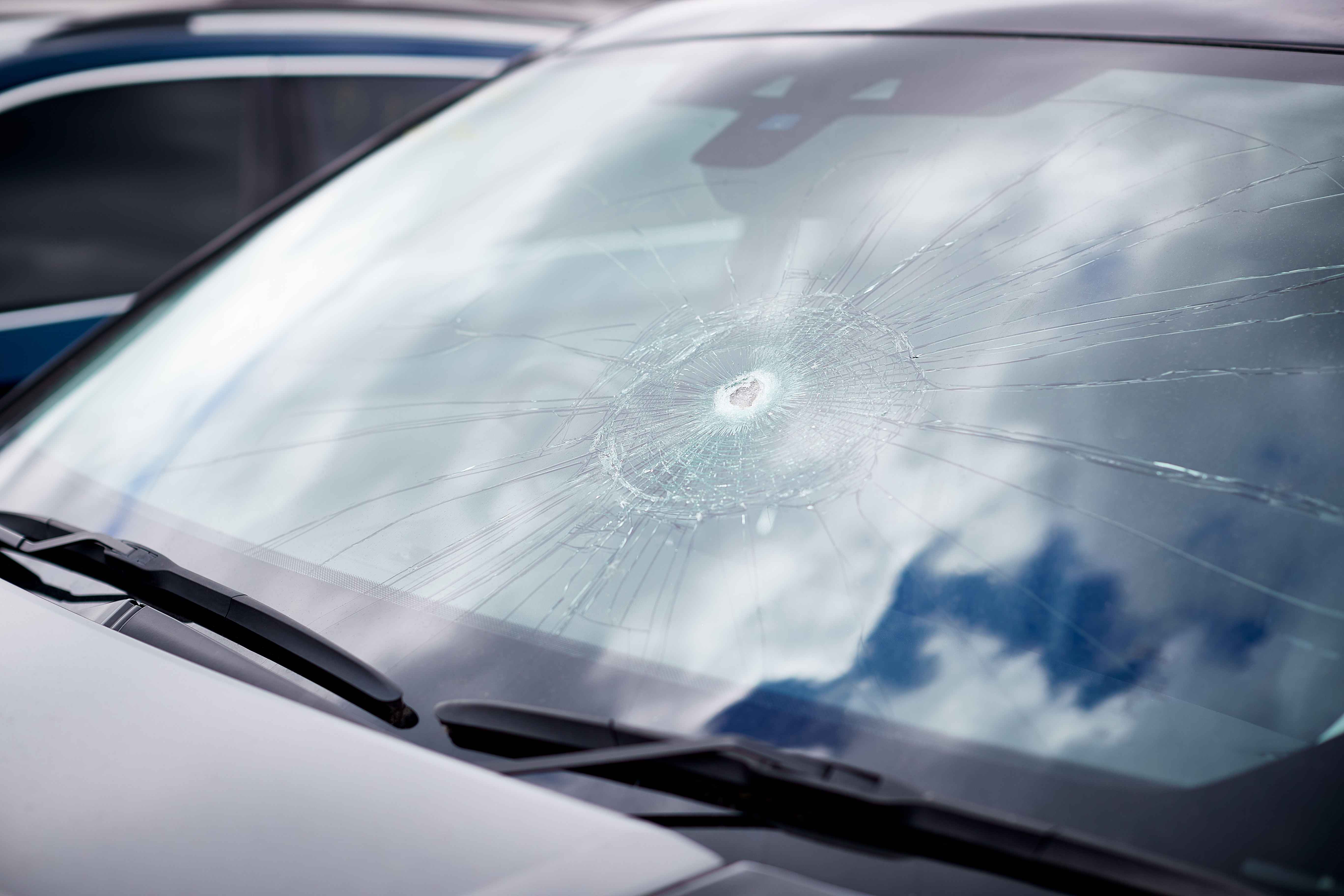 Frontrute med glassskade