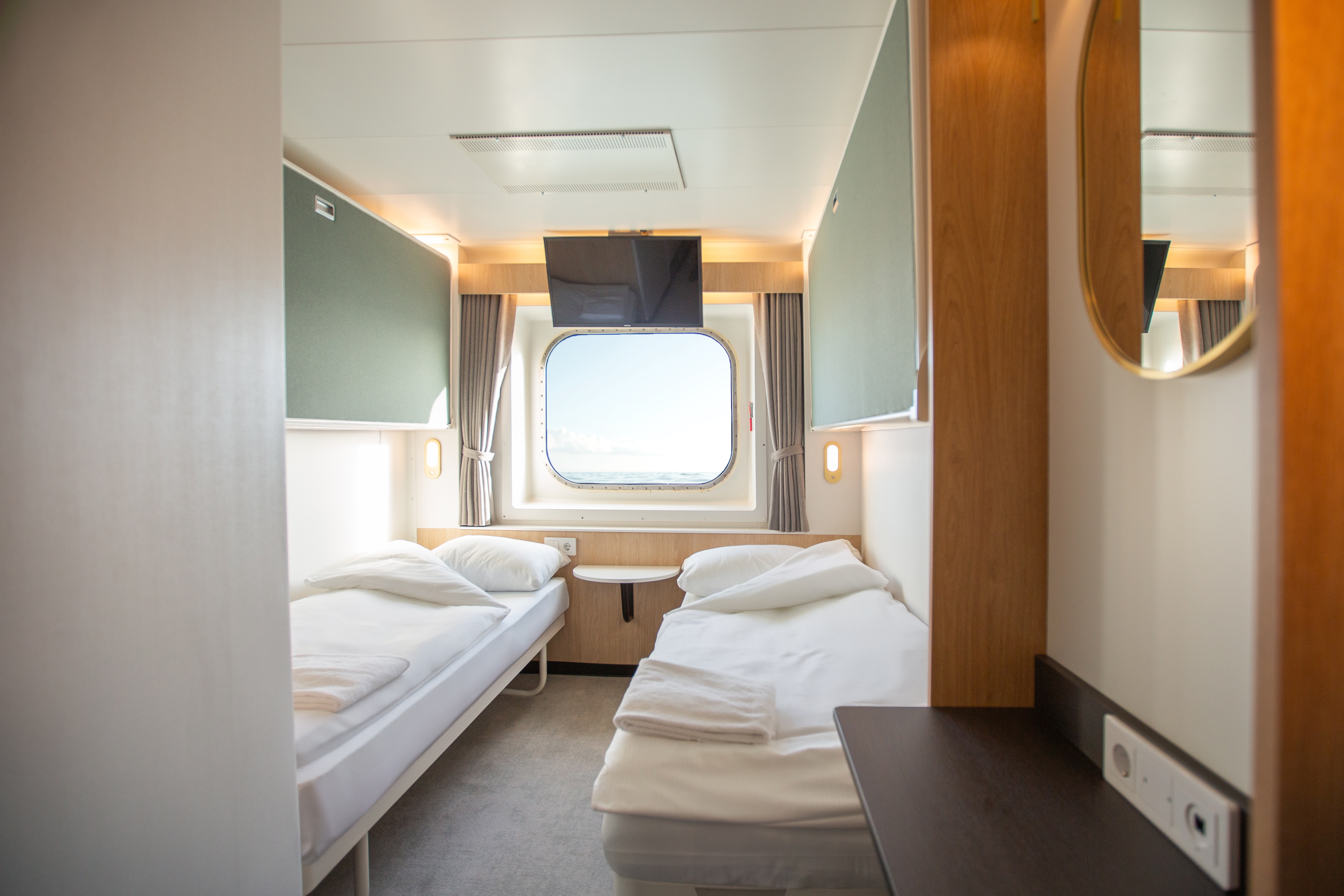 Bildet viser en standard utvendig lugar hos Go Nordic Cruiseline