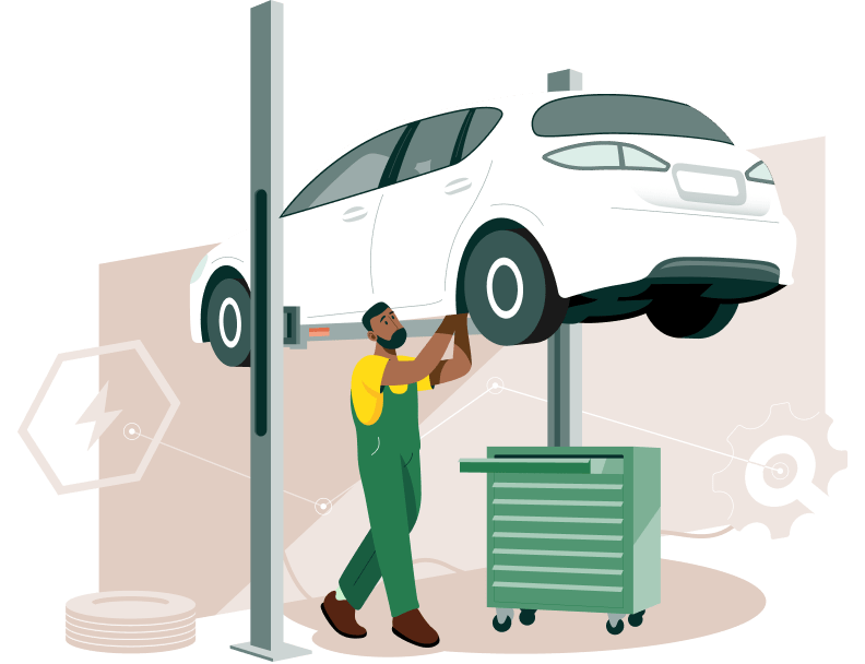 Illustrasjon av bilmekaniker