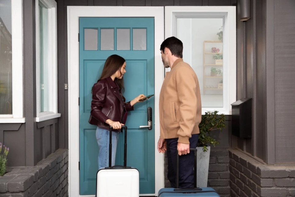 Ungt par som låser seg inn i hus- Yale Doorman