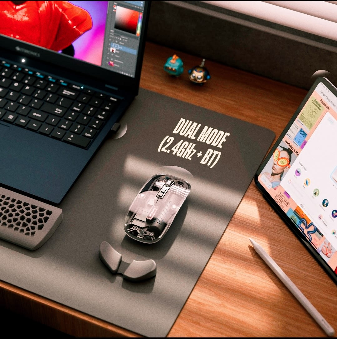 ZEBRONICS Glassy 10 Wireless Mouse – Dual Mode 2.4GHz + Bluetooth, 1600 DPI, Silent Operation, Type-C Charging – Blue — photo 4