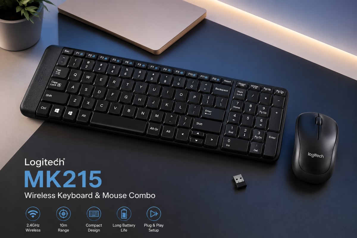 Logitech MK215 Wireless Keyboard & Mouse Combo – 2.4GHz Wireless, Compact Keyboard, 10m Range – Black — photo 1