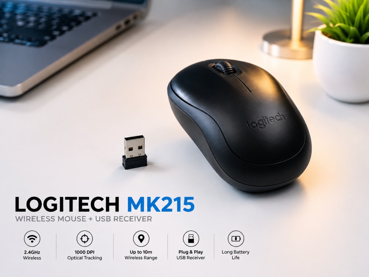 Logitech MK215 Wireless Keyboard & Mouse Combo – 2.4GHz Wireless, Compact Keyboard, 10m Range – Black — photo 2