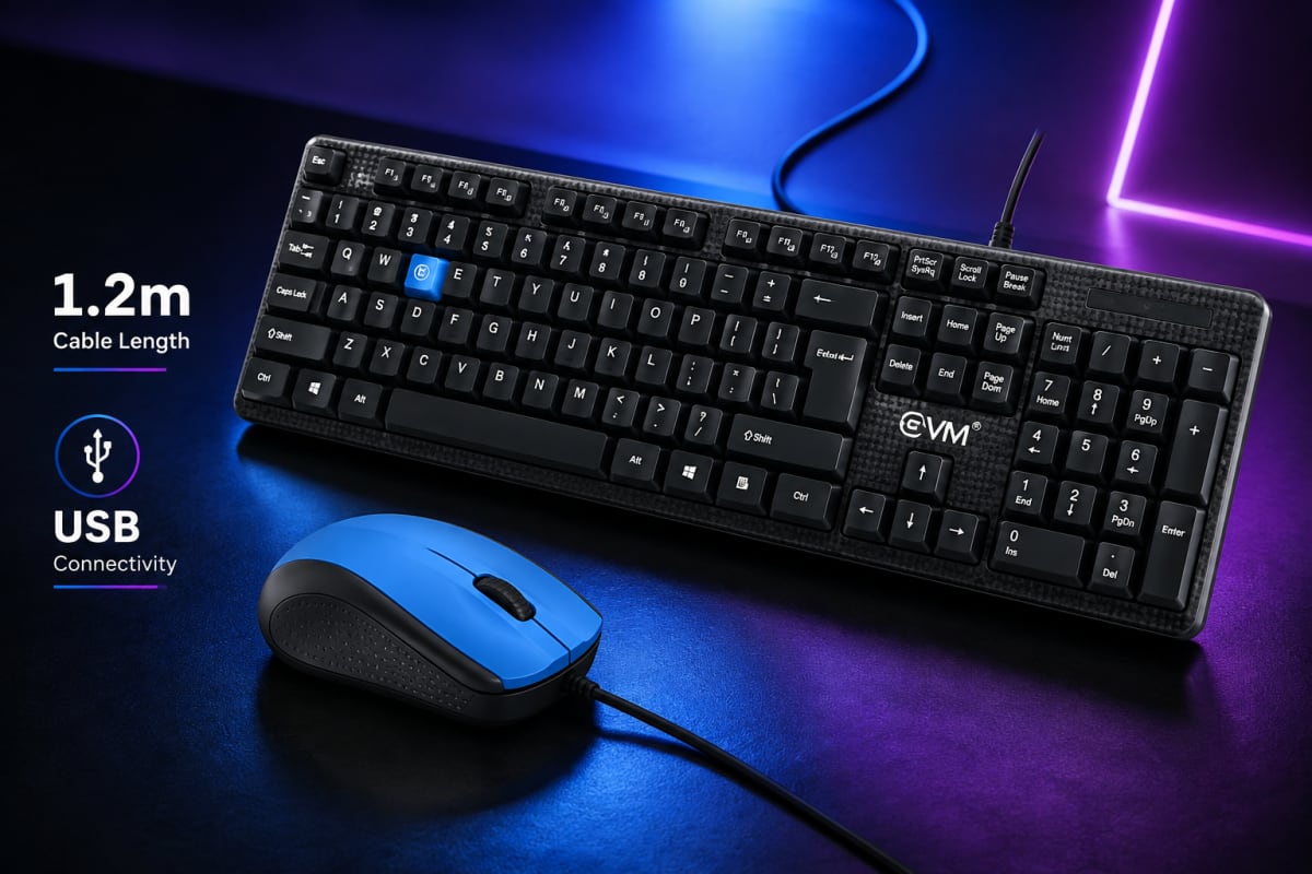 EVM WDKM-513 Wired Keyboard & Mouse Combo – 104 Keys | 1000 DPI — photo 2