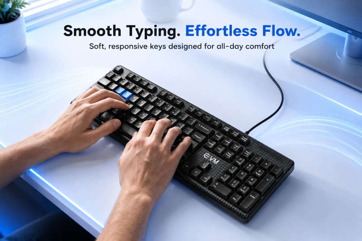 EVM WDKM-513 Wired Keyboard & Mouse Combo – 104 Keys | 1000 DPI — photo 6