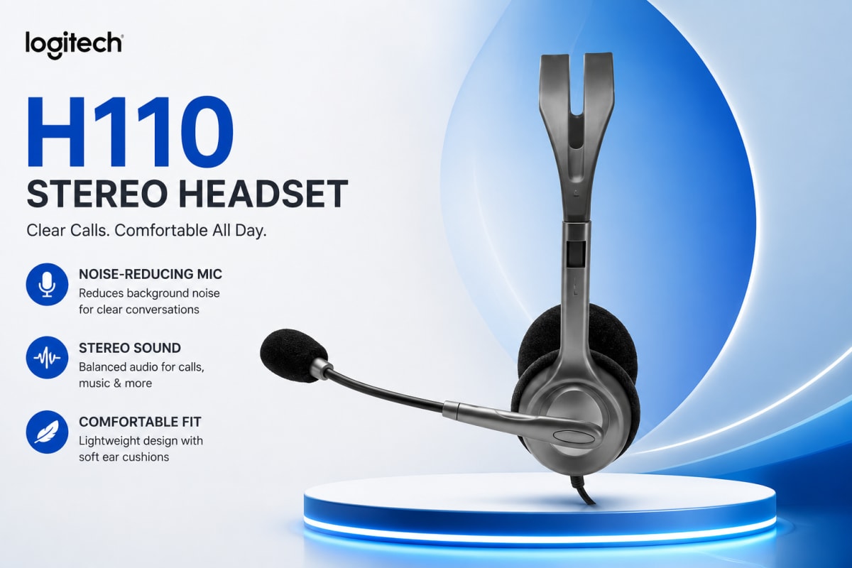 Logitech H110 Stereo Headset – Wired On-Ear Headphones with Noise-Cancelling Mic — photo 3