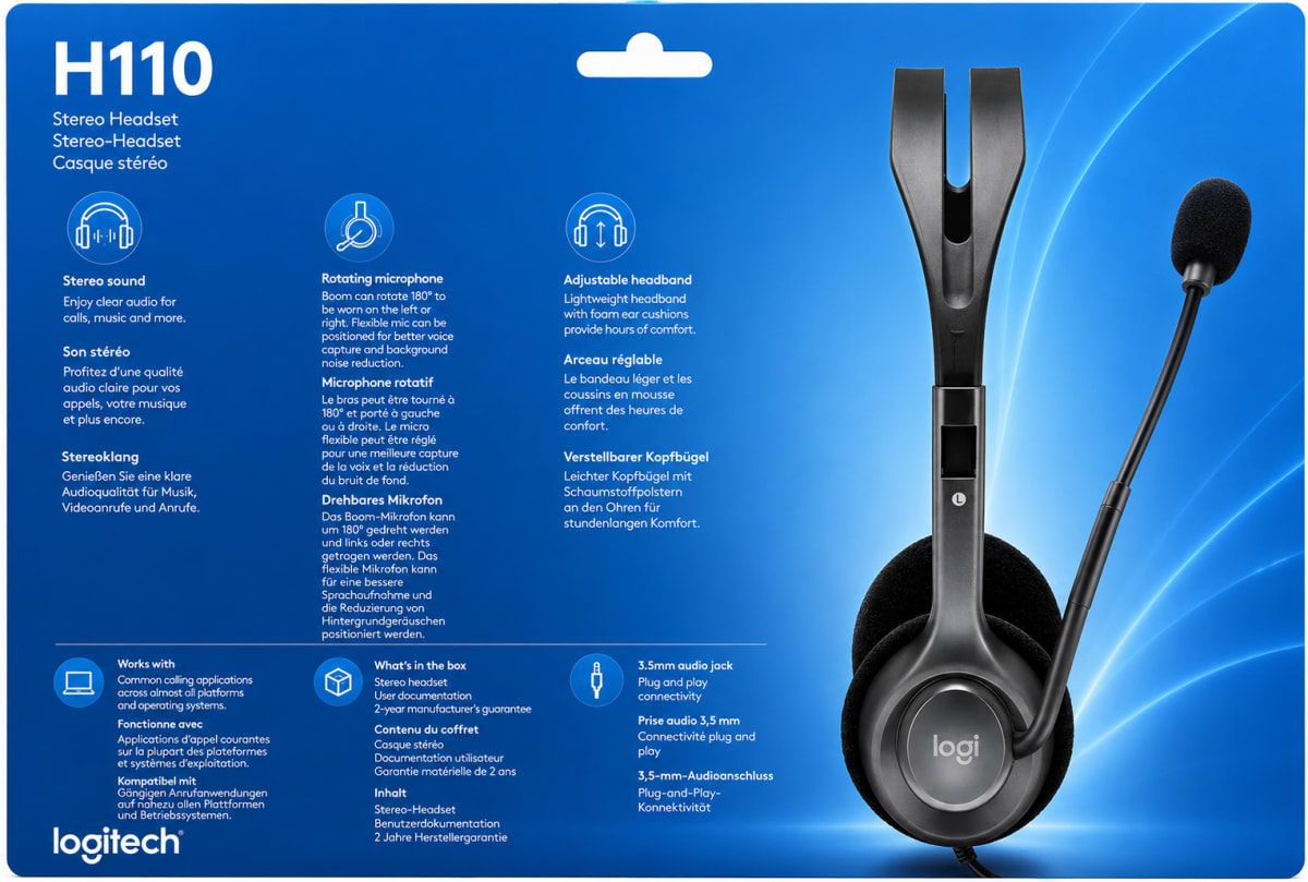 Logitech H110 Stereo Headset – Wired On-Ear Headphones with Noise-Cancelling Mic — photo 6