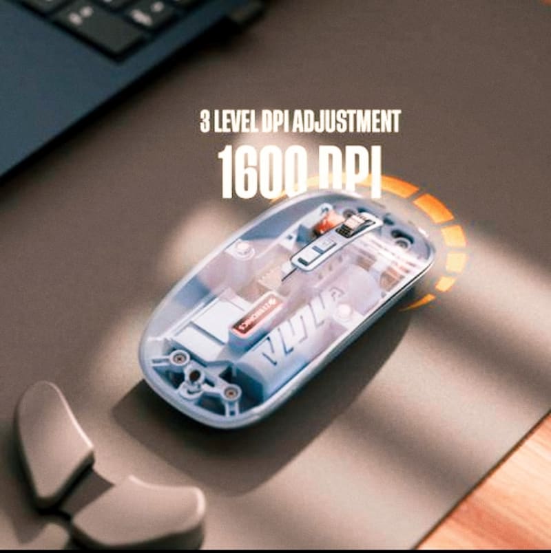 ZEBRONICS Glassy 10 Wireless Mouse – Dual Mode 2.4GHz + Bluetooth, 1600 DPI, Silent Operation, Type-C Charging – Blue — photo 3