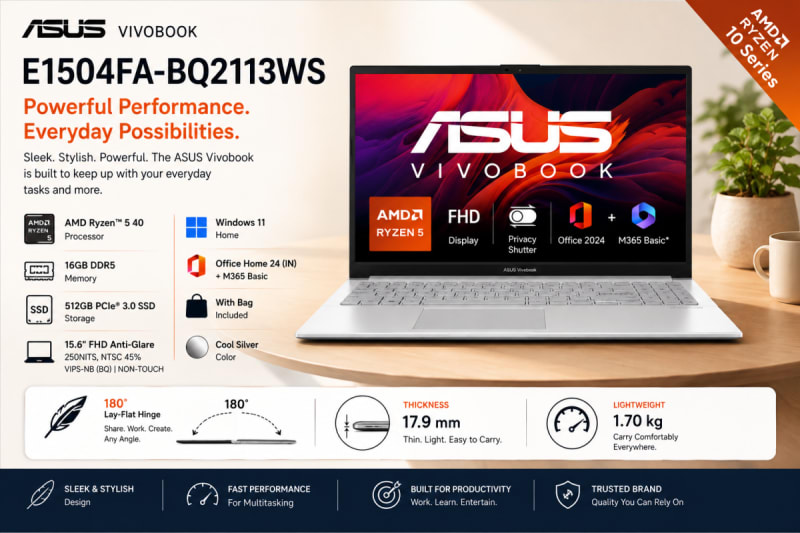 ASUS Vivobook Go 15 E1504FA-BQ2113WS – AMD Ryzen 5 40 | 16GB | 512GB SSD — photo 2