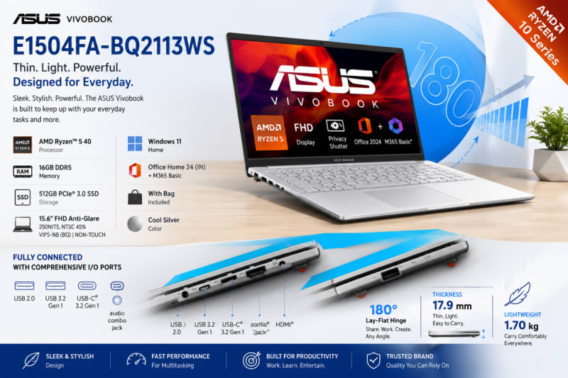ASUS Vivobook Go 15 E1504FA-BQ2113WS – AMD Ryzen 5 40 | 16GB | 512GB SSD — photo 4