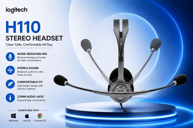 Logitech H110 Stereo Headset – Wired On-Ear Headphones with Noise-Cancelling Mic — photo 4