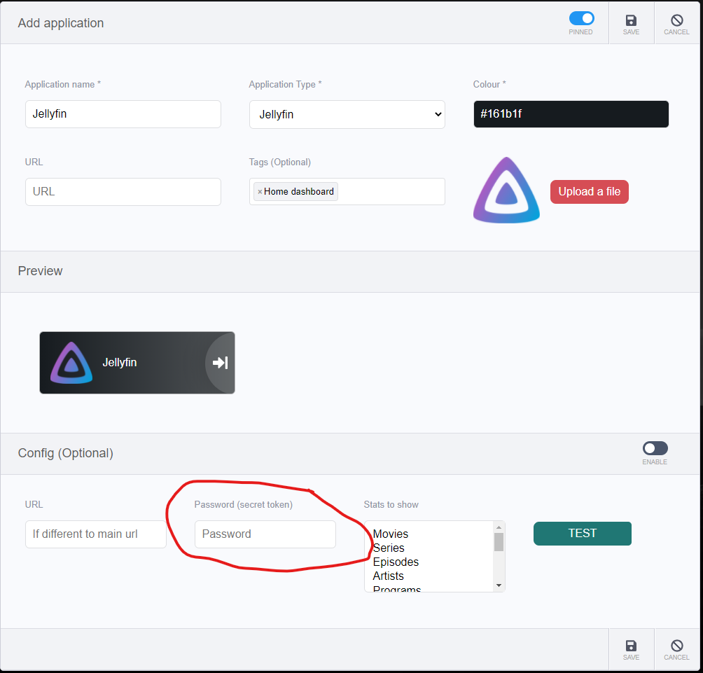 Integrating Jellyfin with Heimdall: just what the heck is the 'Password (secret token)'? 1 image 4