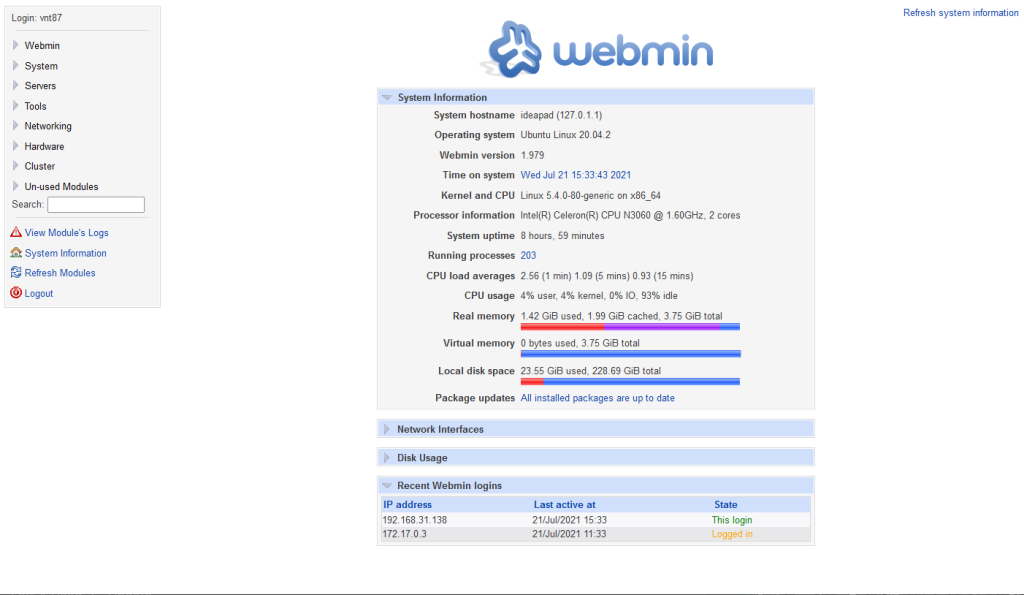Why isn't anybody talking about Webmin's awesome facelift? 1 image