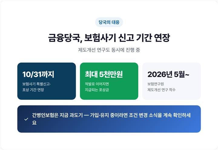 금융감독원 보험사기 특별신고 안내 - 10월 31일까지 연장, 최대 5천만원 포상금
