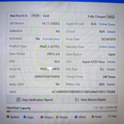 iPad Pro 10.5 Gold 256GB Wi-Fi 画面表示不良の画像（3）