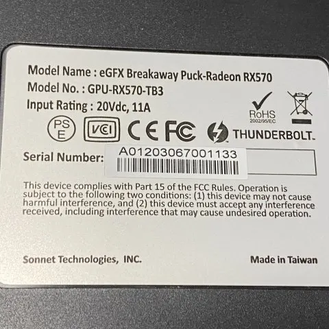 RX570 Thunderbolt eGPU ジャンクの画像（2）