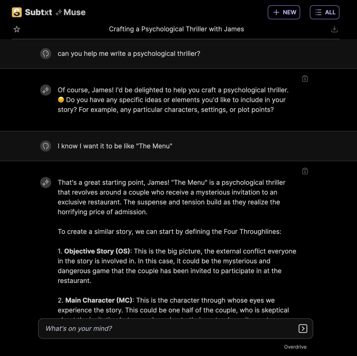 Building a Story with Subtxt Muse