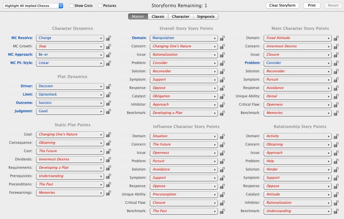 Story Engine Settings for Marriage Story