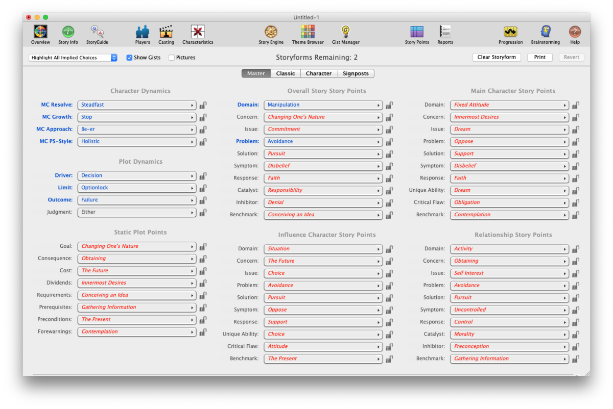 My Brilliant Career Initial Settings