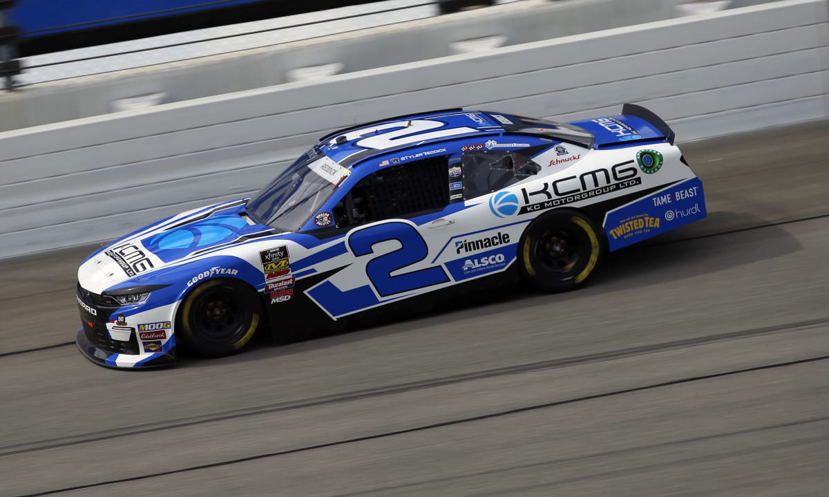 Reddick and his No. 2 KCMG Chevrolet run the high line during final practice to feel out the Camaro&apos;s handling for the race.