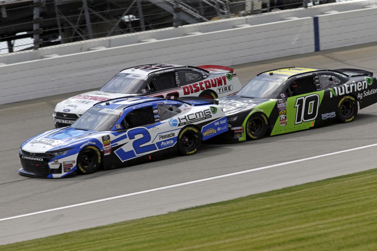 Tyler Reddick maintained a steady pace during the opening stage of Saturday&apos;s race at Chicagoland Speedway.