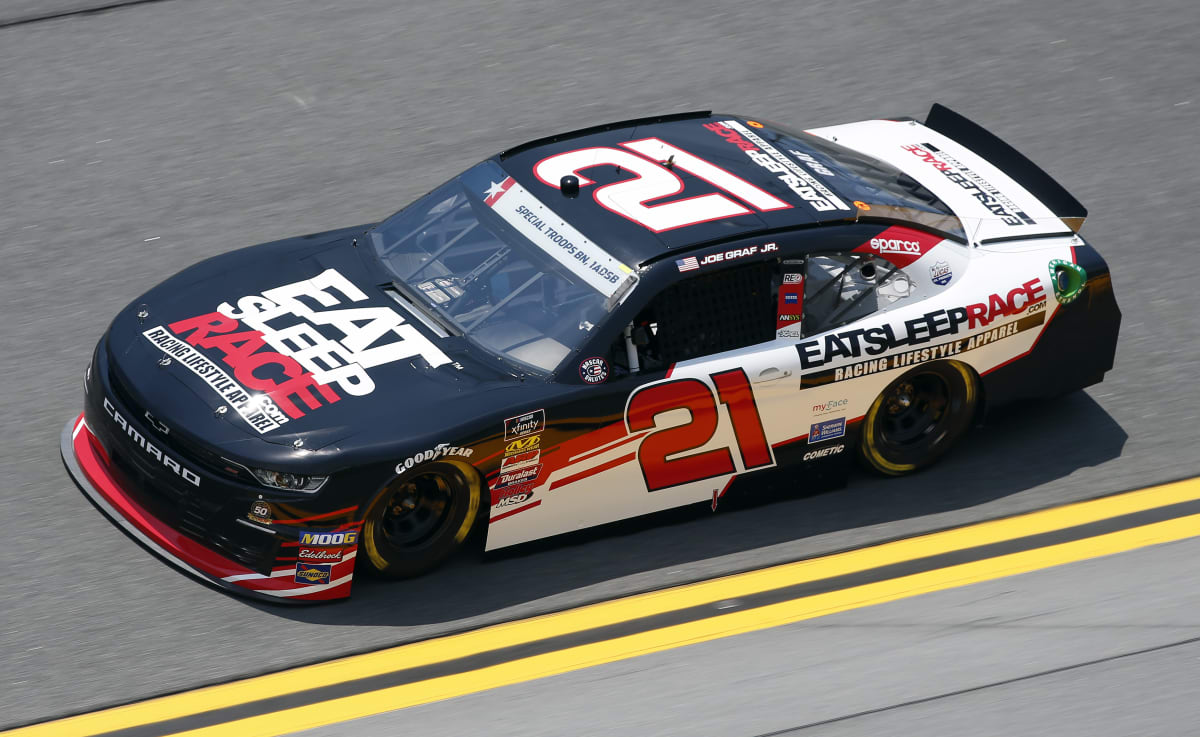 Joe Graf Jr. qualified his No. 21 Eat Sleep Race Chevrolet Camaro 6th for his first superspeedway race at Daytona.