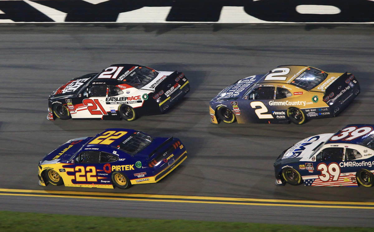 Tyler Reddick follows closely behind teammate Joe Graf Jr. after battling back from his Stage 2 spin.
