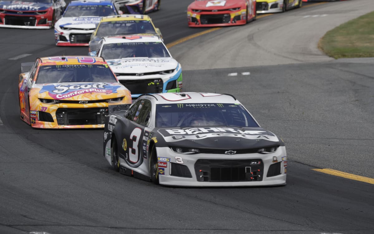 Austin Dillon leads a flock of cars during the Foxwoods Resort Casino 301.