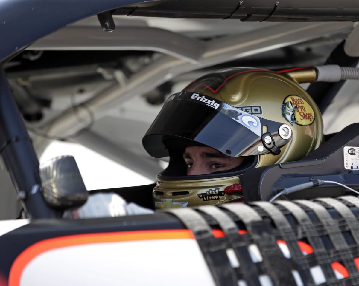 Austin Dillon sits focused in his No. 3 Bass Pro Shops/Tracker Off Road Chevrolet during opening practice.
