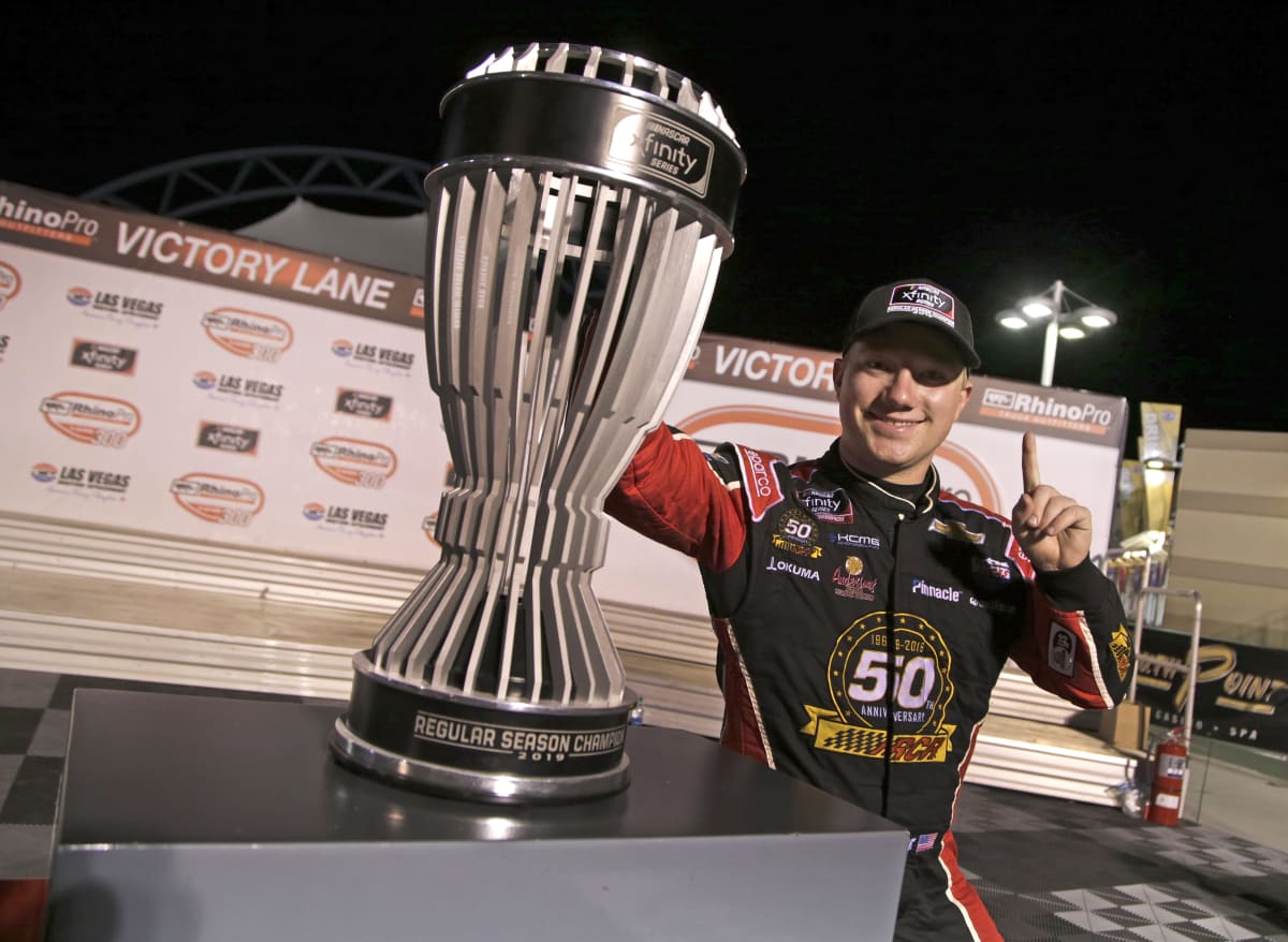 Tyler Reddick and the No. 2 team clinched the regular-season championship Saturday night, capturing 15 bonus points to enter the Playoffs with.