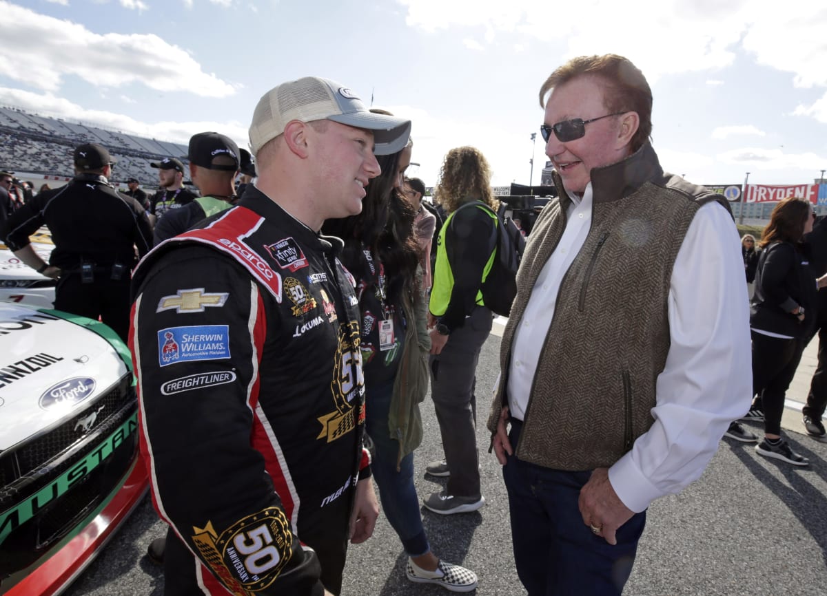 Tyler Reddick chats with team owner Richard Childress prior to Saturday's race at Dover.