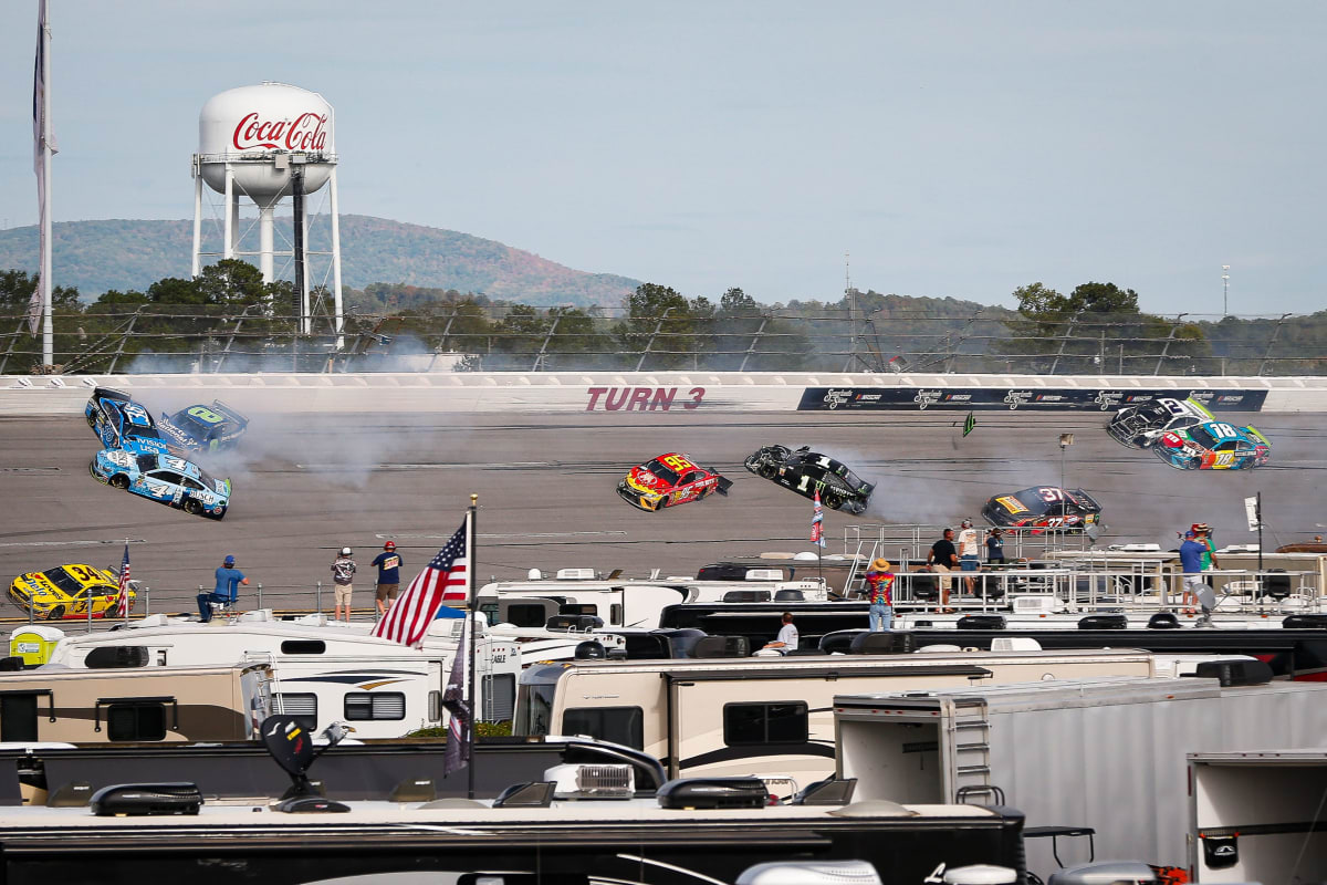 After running in contention throughout the day on Monday, Daniel Hemric's No. 8 Liberty National/RCR 50th Chevrolet suffered right front damage in a late-race incident that dropped him a lap down.
