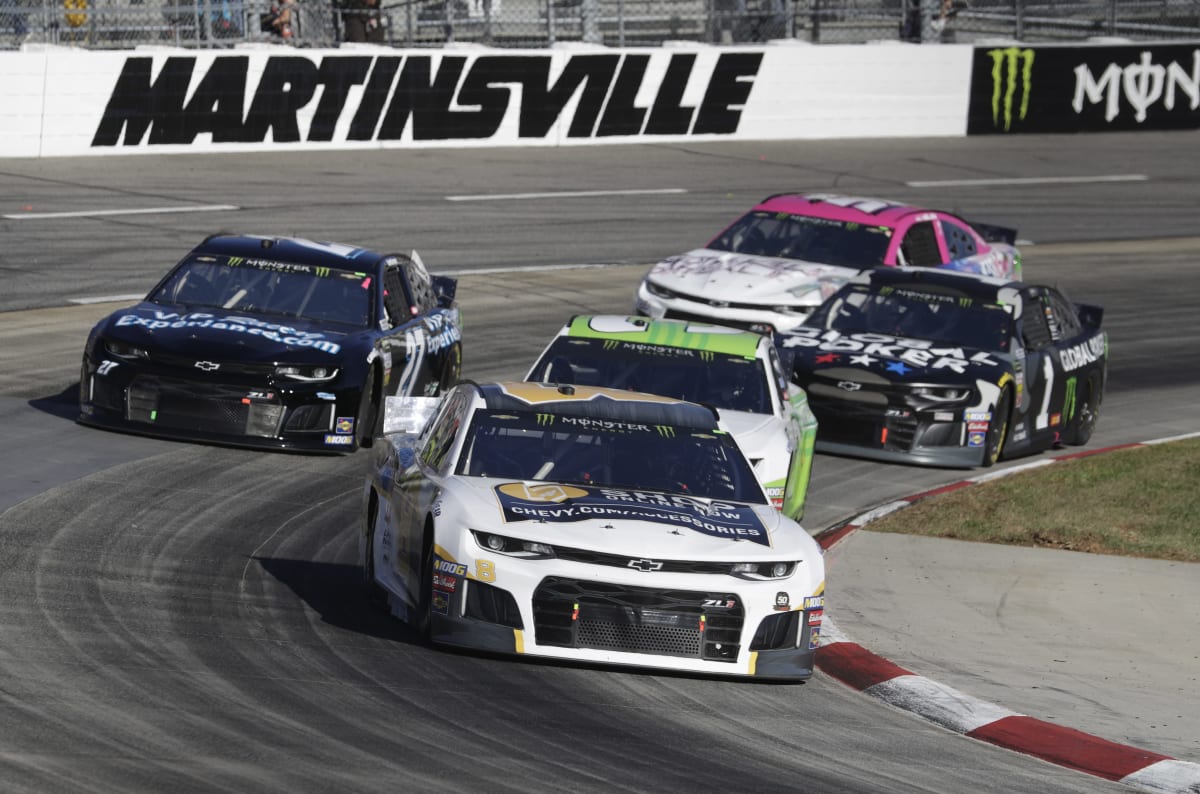 Daniel Hemric wheels his No. 8 Chevrolet Accessories ZL1 around the corner during Sunday's race at Martinsville Speedway.