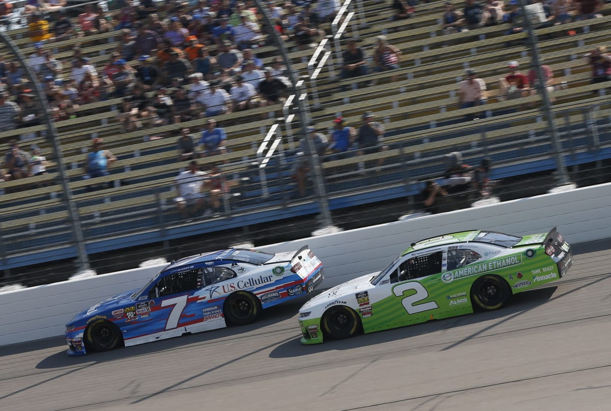 Tyler Reddick and the No. 7 car ran neck-and-neck for a majority of Saturday's race, but it was the No. 2 American Ethanol / Novozymes Camaro that came out on top in the end.