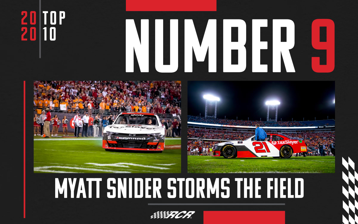 No. 9: On January 2, Myatt Snider unveiled his TaxSlayer Chevy paint scheme for the 2020 NASCAR Xfinity Series season at the TaxSlayer Gator Bowl and participated in the pregame coin toss.