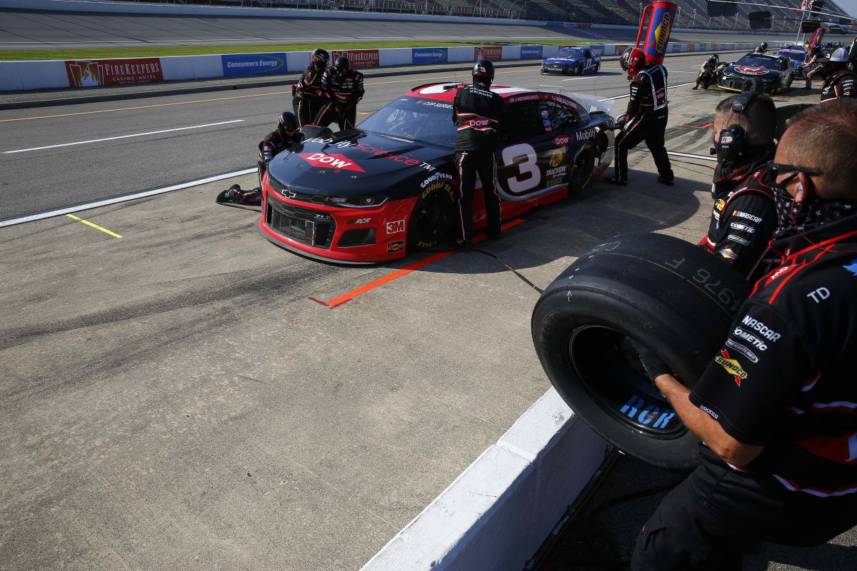 The NASCAR Cup Series teams take to the track for the FireKeepers Casino 400 at Michigan International Speedway in Brooklyn, Michigan.