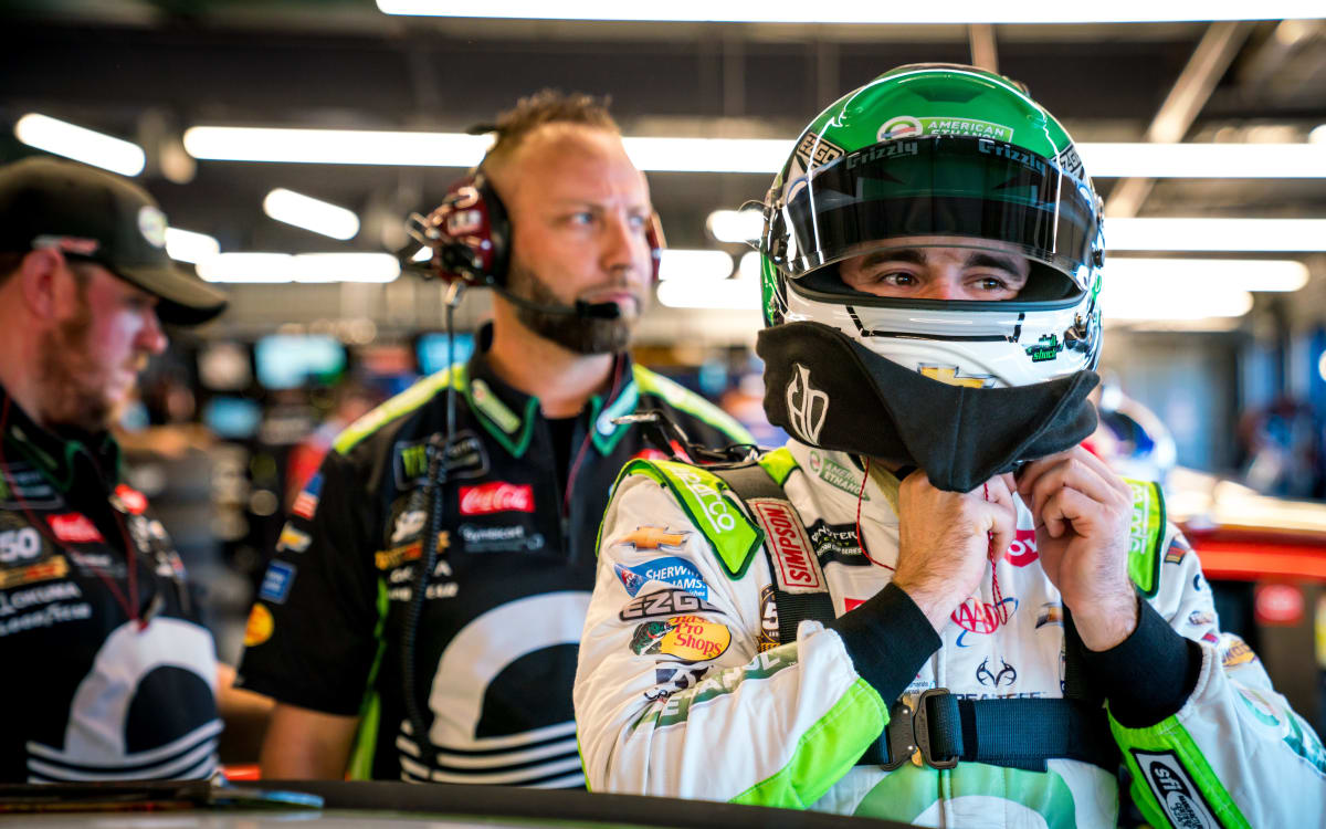 Austin Dillon prepares to climb in the No. 3 American Ethanol Chevrolet for opening practice at ISM Raceway.