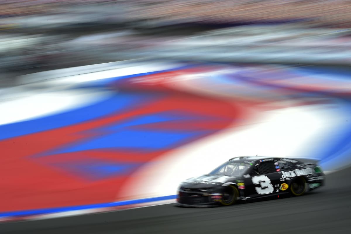 Austin Dillon drives the No. 3 Jack Daniel's Chevrolet through the infield portion of the Charlotte Motor Speedway Roval during practice on Friday.