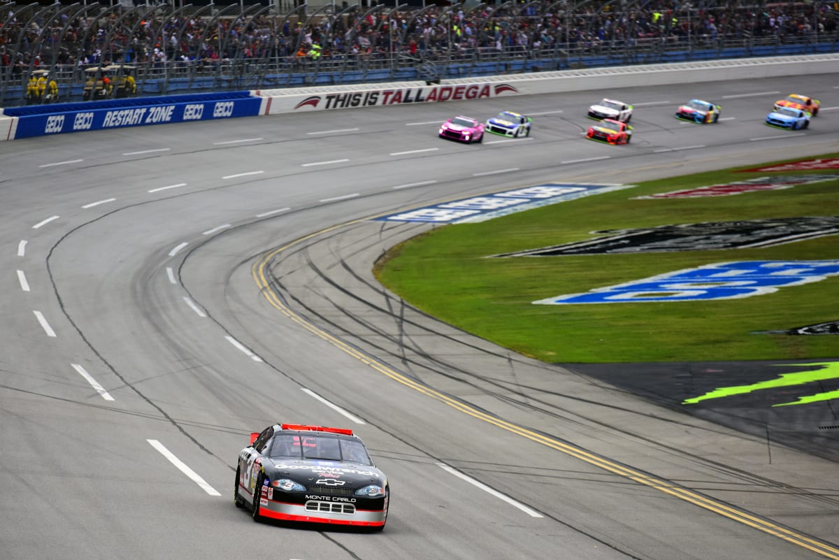 Richard Childress leads the field in Dale Earnhardt's No. 3 GM Goodwrench Chevrolet during pace laps Sunday at Talladega Superspeedway.