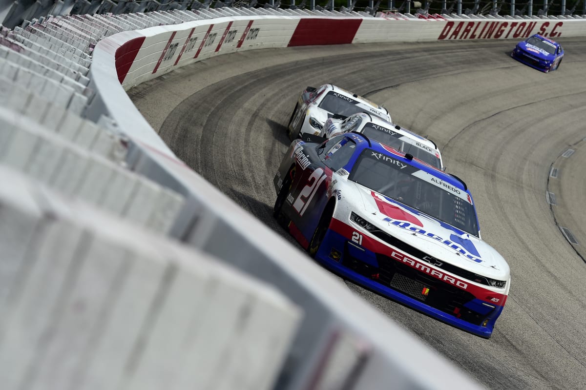 DARLINGTON, SOUTH CAROLINA - MAY 21: Anthony Alfredo, driver of the #21 iRacing Chevrolet, races during the NASCAR Xfinity Series Toyota 200 at Darlington Raceway on May 21, 2020 in Darlington, South Carolina. (Photo by Jared C. Tilton/Getty Images) | Getty Images