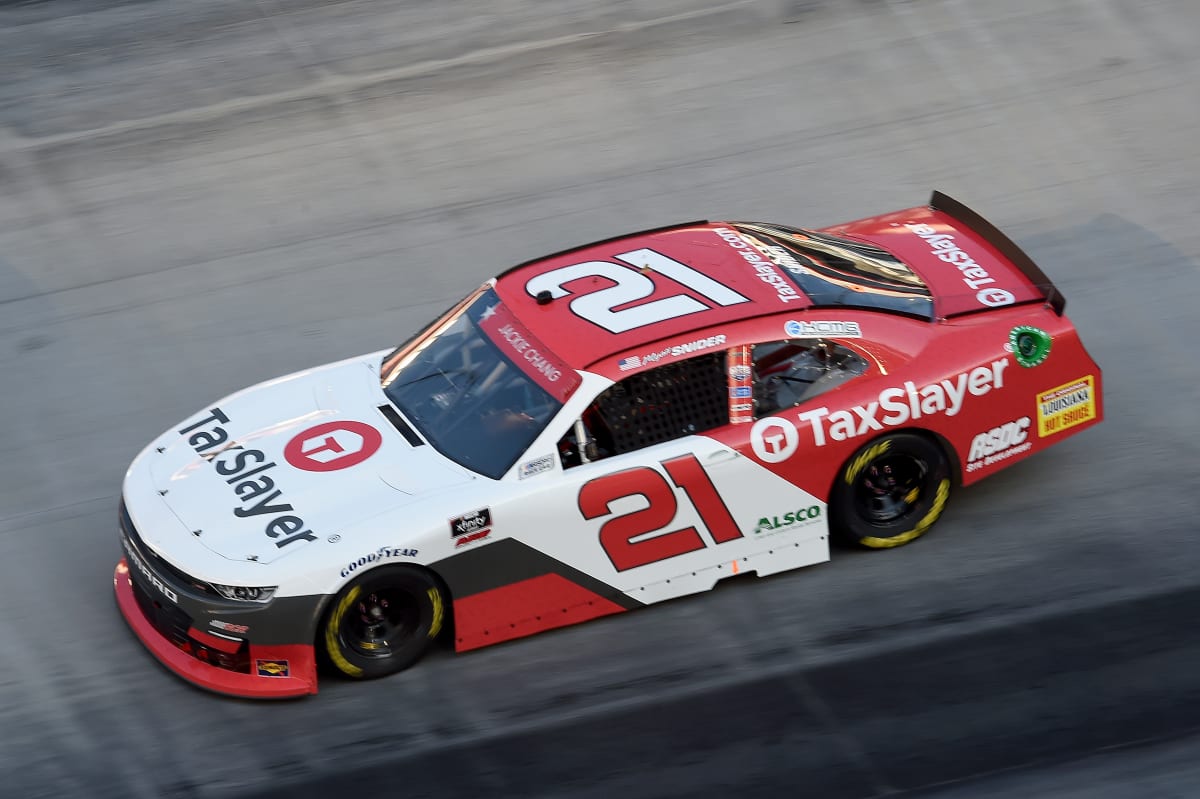 BRISTOL, TENNESSEE - JUNE 01: Myatt Snider, driver of the #21 TaxSlayer Chevrolet, drives during the NASCAR Xfinity Series Cheddar's 300 presented by Alsco at Bristol Motor Speedway on June 01, 2020 in Bristol, Tennessee. (Photo by Jared C. Tilton/Getty Images) | Getty Images