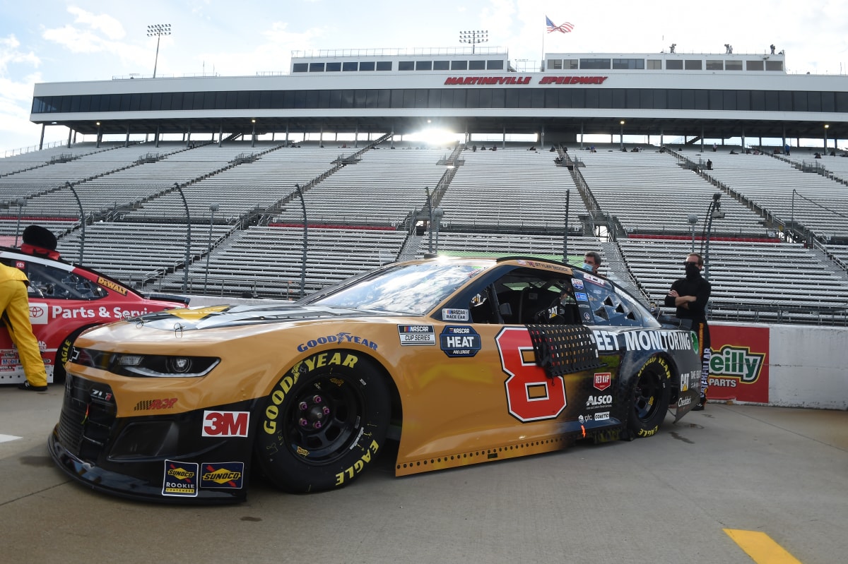 MARTINSVILLE, VIRGINIA - JUNE 10: The #8 Cat Fleet Monitoring Chevrolet, driven by Tyler Reddick,  sits on the grid prior to the NASCAR Cup Series Blue-Emu Maximum Pain Relief 500 at Martinsville Speedway on June 10, 2020 in Martinsville, Virginia. (Photo by Jared C. Tilton/Getty Images) | Getty Images