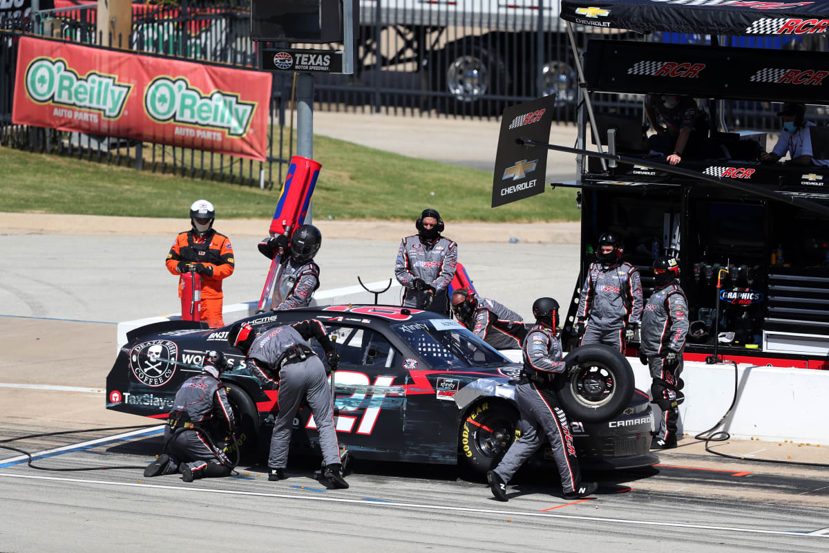 FORT WORTH, TEXAS - JULY 18: Anthony Alfredo, driver of the #21 Death Wish Coffee Chevrolet, pits during the NASCAR Xfinity Series Bariatric Solutions 300 at Texas Motor Speedway on July 18, 2020 in Fort Worth, Texas. (Photo by Tom Pennington/Getty Images) | Getty Images