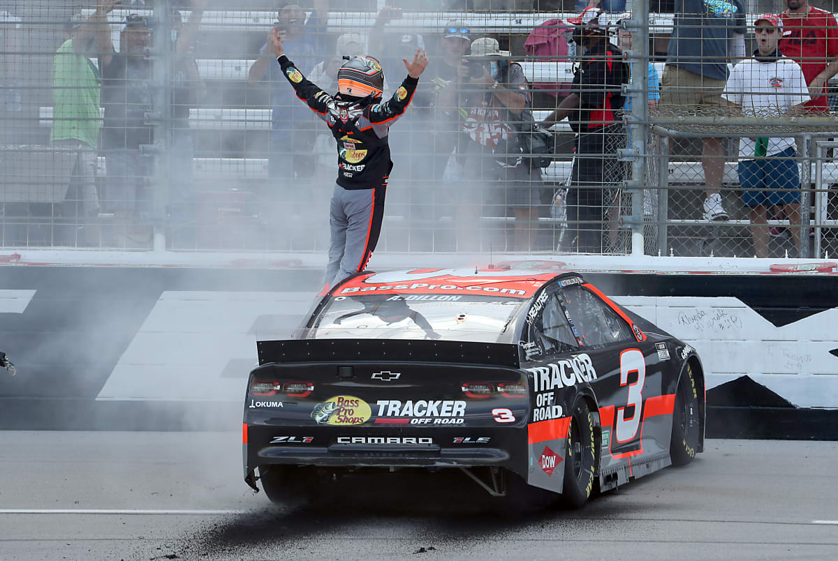 FORT WORTH, TEXAS - JULY 19: Austin Dillon, driver of the #3 Bass Pro Shops Chevrolet, celebrates winning the NASCAR Cup Series O'Reilly Auto Parts 500 at Texas Motor Speedway on July 19, 2020 in Fort Worth, Texas. (Photo by Chris Graythen/Getty Images) | Getty Images