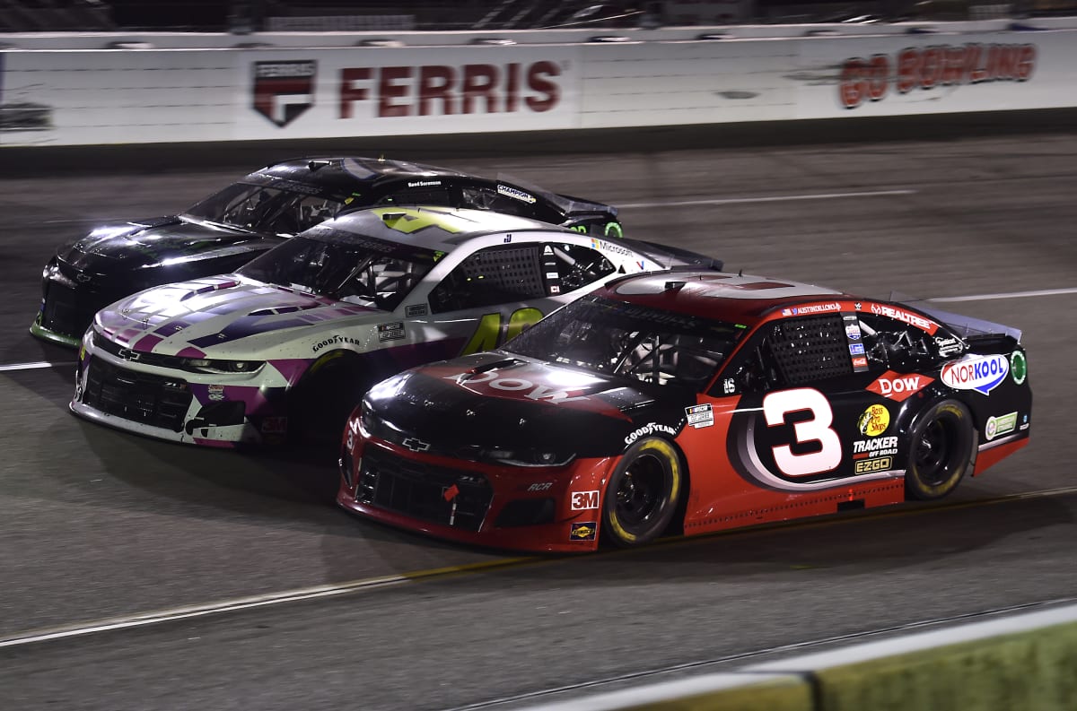 RICHMOND, VIRGINIA - SEPTEMBER 12: Austin Dillon, driver of the #3 DOW NORKOOL Chevrolet, Jimmie Johnson, driver of the #48 Ally Chevrolet, and Reed Sorenson, driver of the #77 Chevrolet, race during the NASCAR Cup Series Federated Auto Parts 400 at Richmond Raceway on September 12, 2020 in Richmond, Virginia. (Photo by Jared C. Tilton/Getty Images) | Getty Images
