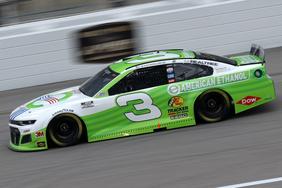 KANSAS CITY, KANSAS - OCTOBER 18: Austin Dillon, driver of the #3 American Ethanol Chevrolet, drives during the NASCAR Cup Series  Hollywood Casino 400 at Kansas Speedway on October 18, 2020 in Kansas City, Kansas. (Photo by Chris Graythen/Getty Images) | Getty Images