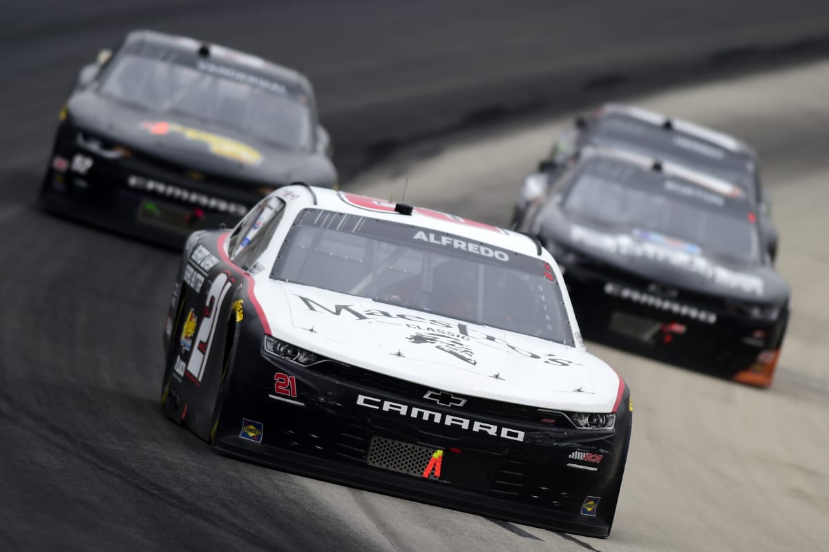 FORT WORTH, TEXAS - OCTOBER 24: Anthony Alfredo, driver of the #21 Maestro's Classic Chevrolet, leads the field during the NASCAR Xfinity Series O'Reilly Auto Parts 300 at Texas Motor Speedway on October 24, 2020 in Fort Worth, Texas. (Photo by Jared C. Tilton/Getty Images) | Getty Images