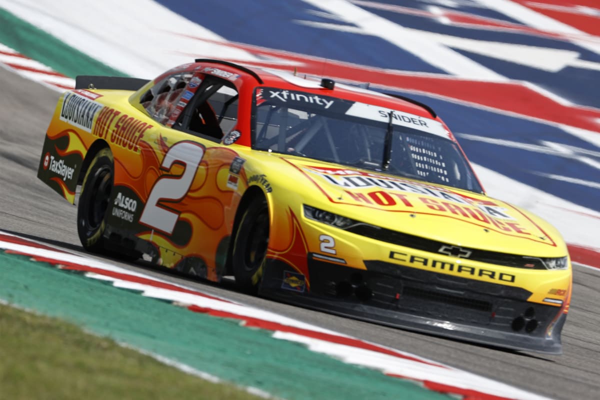 AUSTIN, TEXAS - MAY 21: Myatt Snider, driver of the #2 Louisiana Hot Sauce Chevrolet, drives during practice for the NASCAR Xfinity Series Pit Boss 250 at Circuit of The Americas on May 21, 2021 in Austin, Texas. (Photo by Chris Graythen/Getty Images) | Getty Images