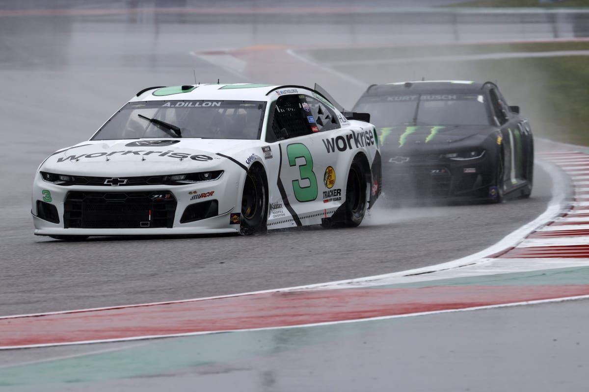AUSTIN, TEXAS - MAY 22: Austin Dillon, driver of the #3 Workrise Chevrolet, and Kurt Busch, driver of the #1 Monster Energy Chevrolet, race during practice for the NASCAR Cup Series EchoPark Texas Grand at Circuit of The Americas on May 22, 2021 in Austin, Texas. (Photo by Chris Graythen/Getty Images) | Getty Images